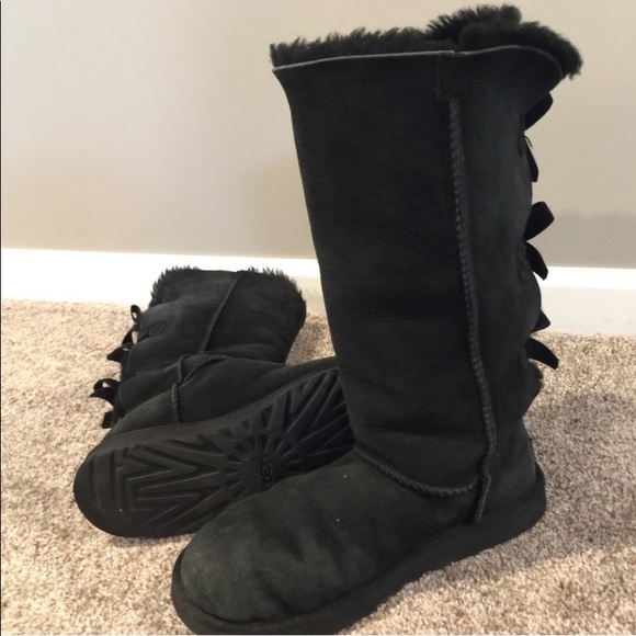 tall black uggs with bows
